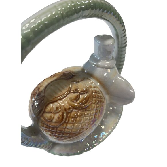 Handcrafted Lusterware Porcelain Elephant In A Basket made in Brazil #1906 - Picture 5 of 8